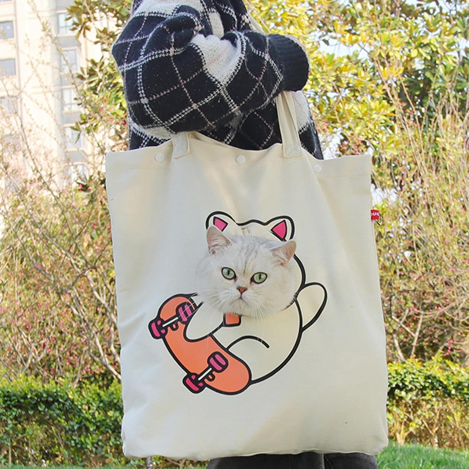 Pet Canvas Shoulder Carry Bag,Small Dog Carrier Sling - Pet Carrier for Small Dogs and Cats, Outdoor Dog Tote Bag for Shopping Camping - Yellow image number 4