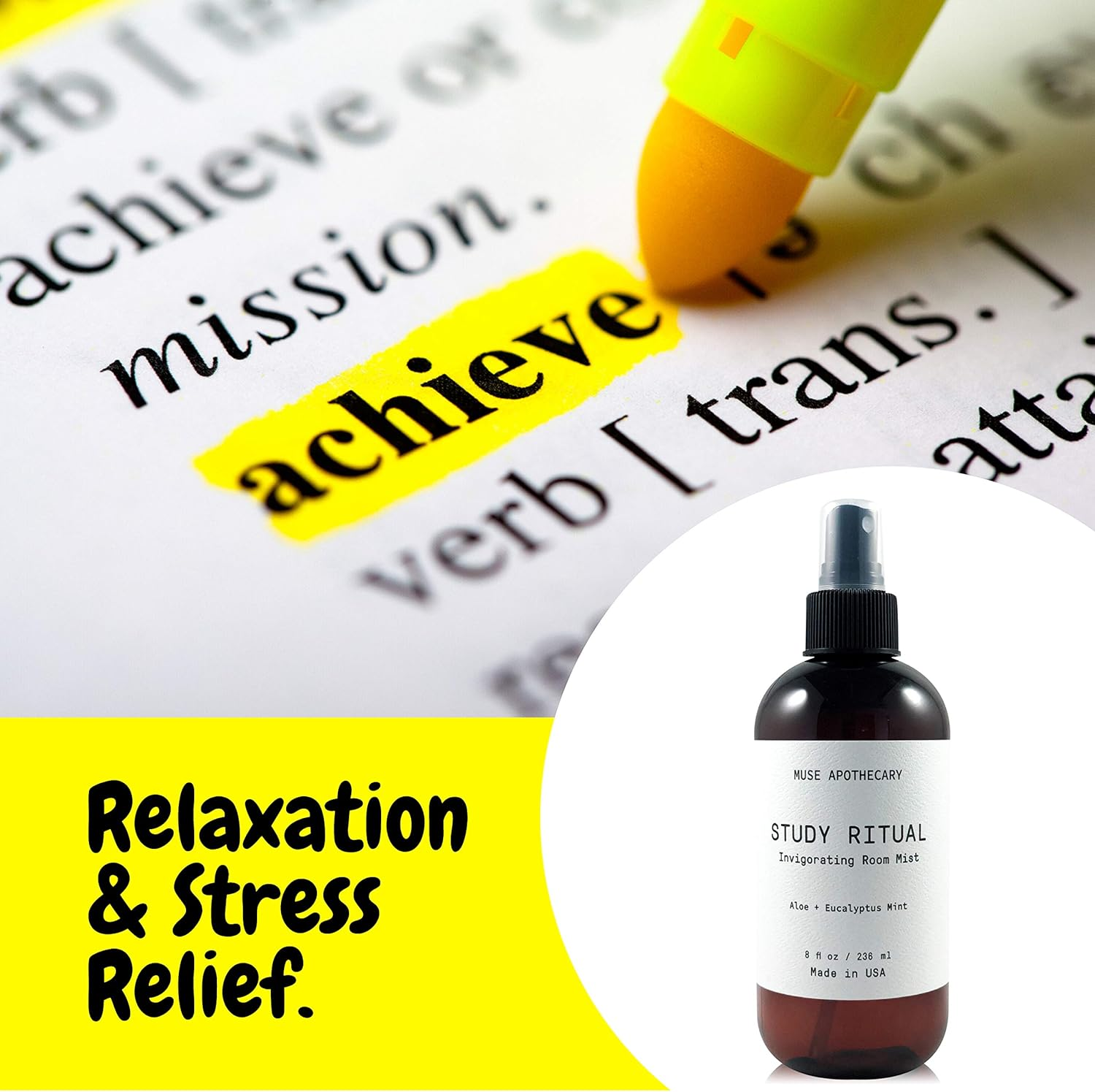 Muse Apothecary Study Ritual - Aromatic and Invigorating Room Mist, 8 Oz, Infused with Natural Essential Oils - Aloe + Eucalyptus Mint, Pack of 2 image number 3