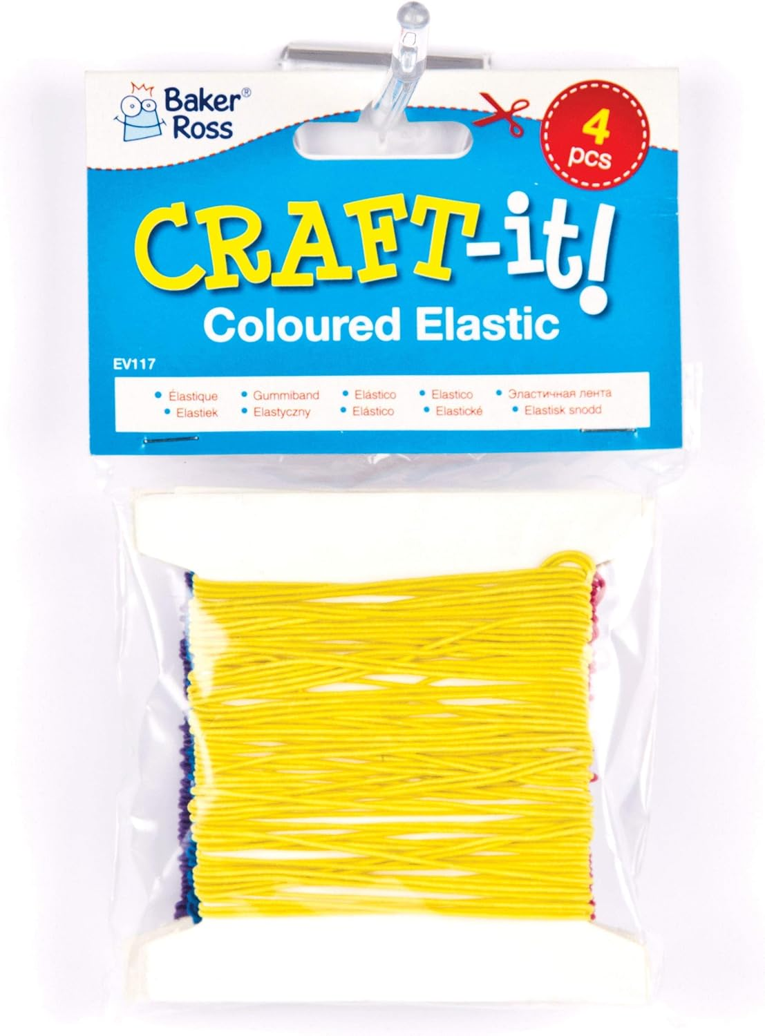 Baker Ross Coloured Elastic (Pack of 4) for Kids Arts and Crafts image number 4