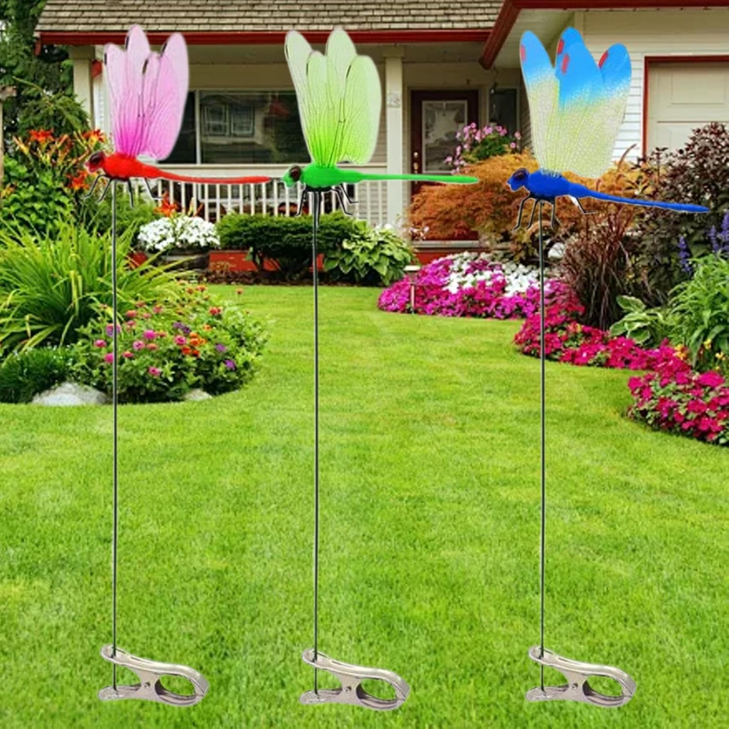 Dragon Fly Garden Decoration - Garden Stakes Fake Dragonfly Ornaments | Exquisite Planter Ornaments Decor Supplies for Farm Pathway Driveway Accessories image number 2