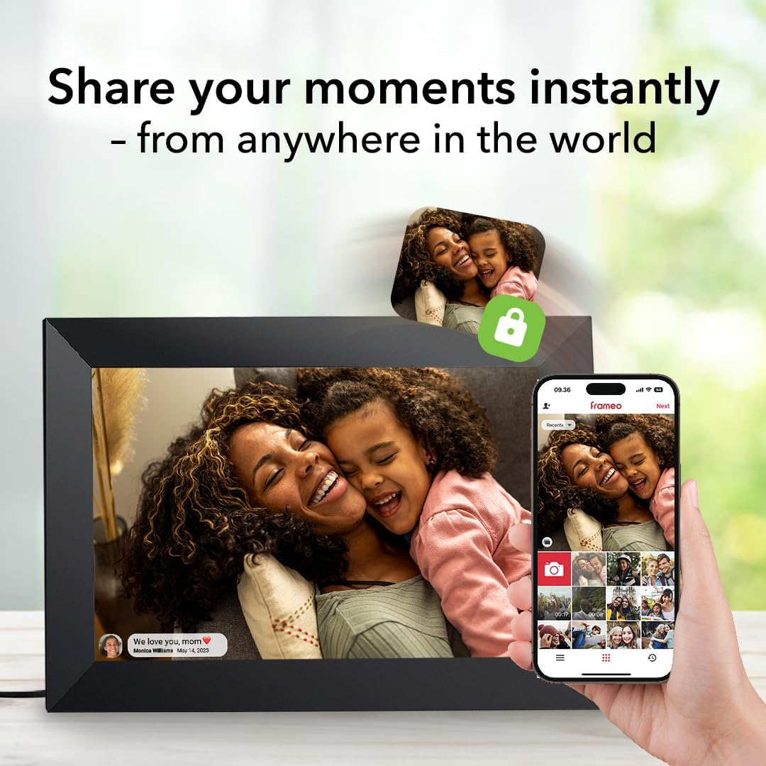 FRAMEO 10.1In Smart Wi-Fi Digital Photo Frame - 1280X800 IPS HD Touchscreen, 32GB Storage, Auto-Rotate Wall Mountable Micro SD, Easy Share Photos or Videos via Frameo App from Anywhere image number 1