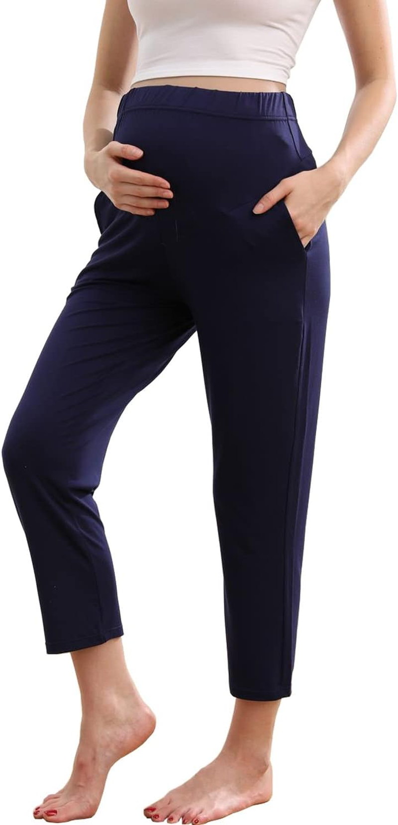 Maternity Lounge Pants Pregnancy Trousers over the Belly Stretchy Activewear, Maternity Clothes Sweatpants with Pockets