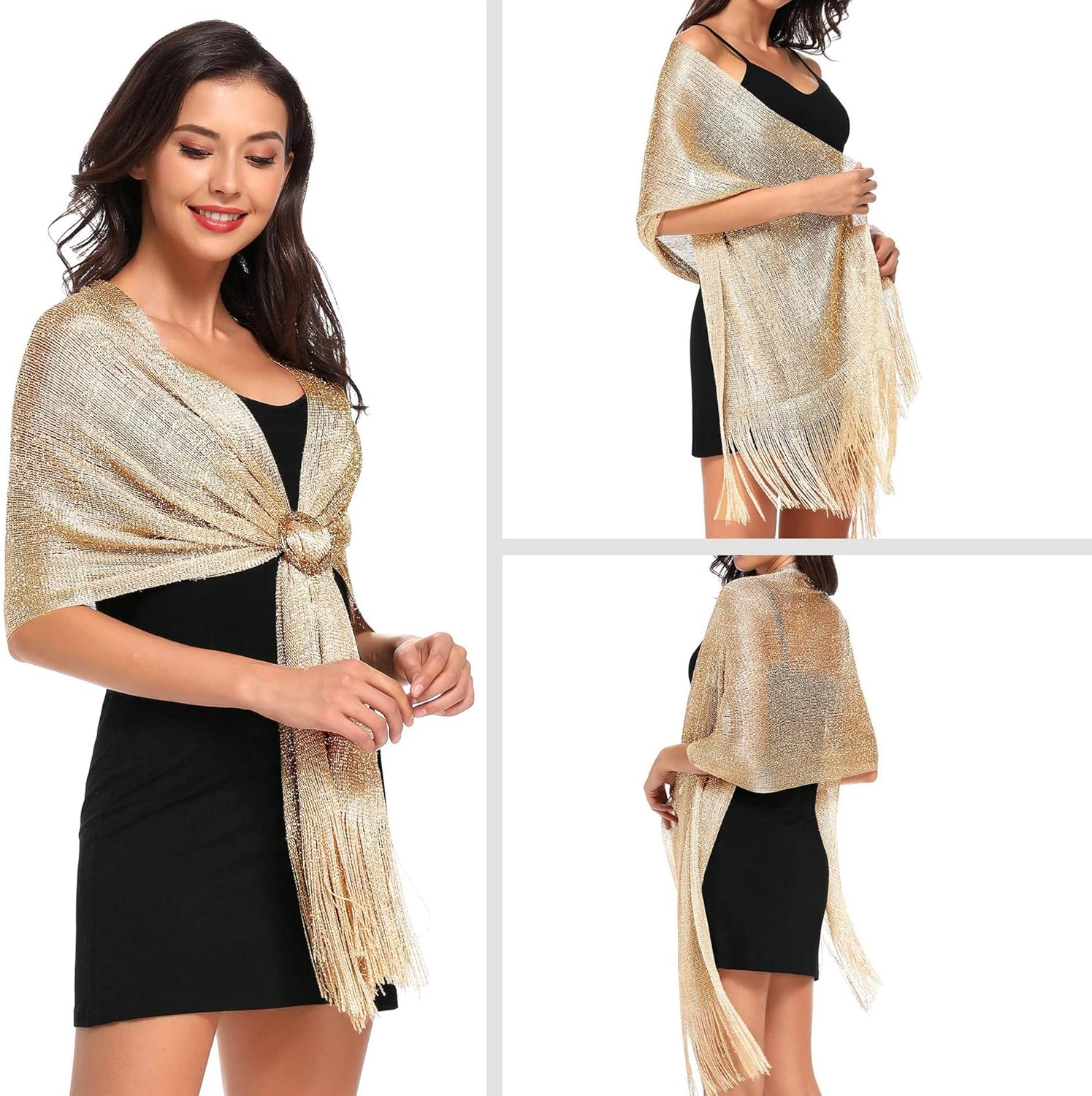 Holiday Banquet Evening Gown Accessories Metalic Shawls and Wraps for Evening Dresses