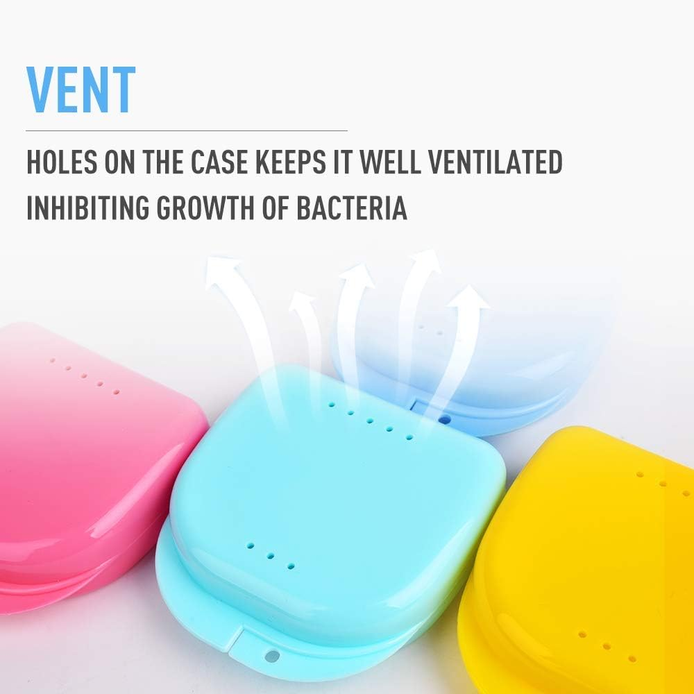Retainer Case with Adjustable Vent Holes, Slim Aligner Case with Retainer Remover Tool, Chew and Brush, Portable Holder for Dentures, Mouth Guards, Aligners(Color:Colorful) image number 1