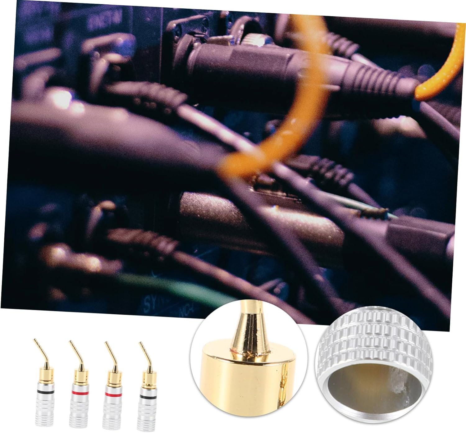 OKUMEYR 4Pcs Screw Type Banana Plugs Speaker Cable Connectors with Terminals Colorcoded Black for Polarity Identification Audio Wire Accessories for Hifi Amplifiers and Home Theater image number 5