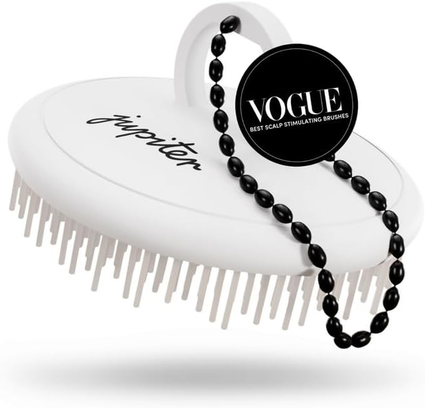 Jupiter Exfoliator Brush for Removing Dandruff & Build-Up - Detangling Scrubber for Wet or Dry Hair - Supports Circulation & Growth - for All Hair Types - Black