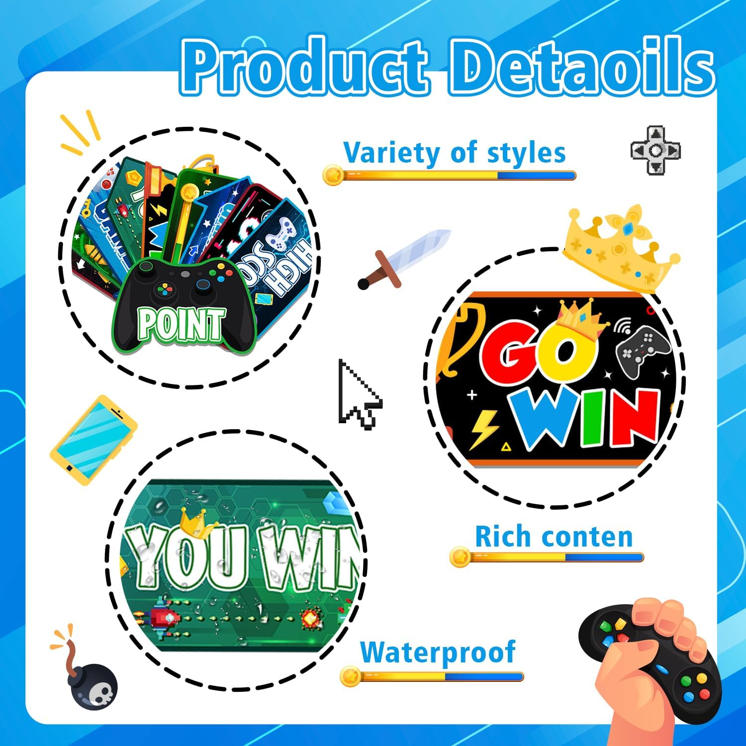 Video Game Party Sign, 20 Pcs Video Game Welcome Signs, Gaming Party Themed Directional Signs for Birthday Decorations Party Decorations image number 3