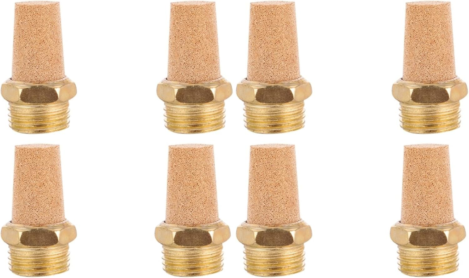 TEHAUX 8Pcs Brass, Sintered Bronze Pneumatic - 1/4 Npt Silnecer Breather Vent - 1/2 Male Thread Sintered Pneumatic All Bronze Brass G1 image number 2