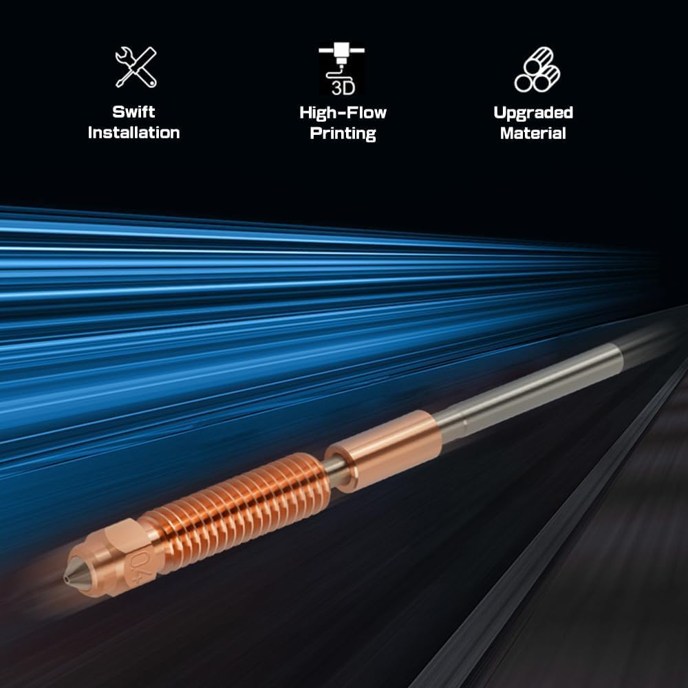 LEOWAY K1C Unicorn Quick-Swap 3D Printer Nozzle Kit (0.4Mm),High-Speed Nozzle, Copper Alloy and Hardened Steel Nozzles for K1C/K1 SE, Ender 3 V3/V3 plus 3D Printer (2PCS) image number 3