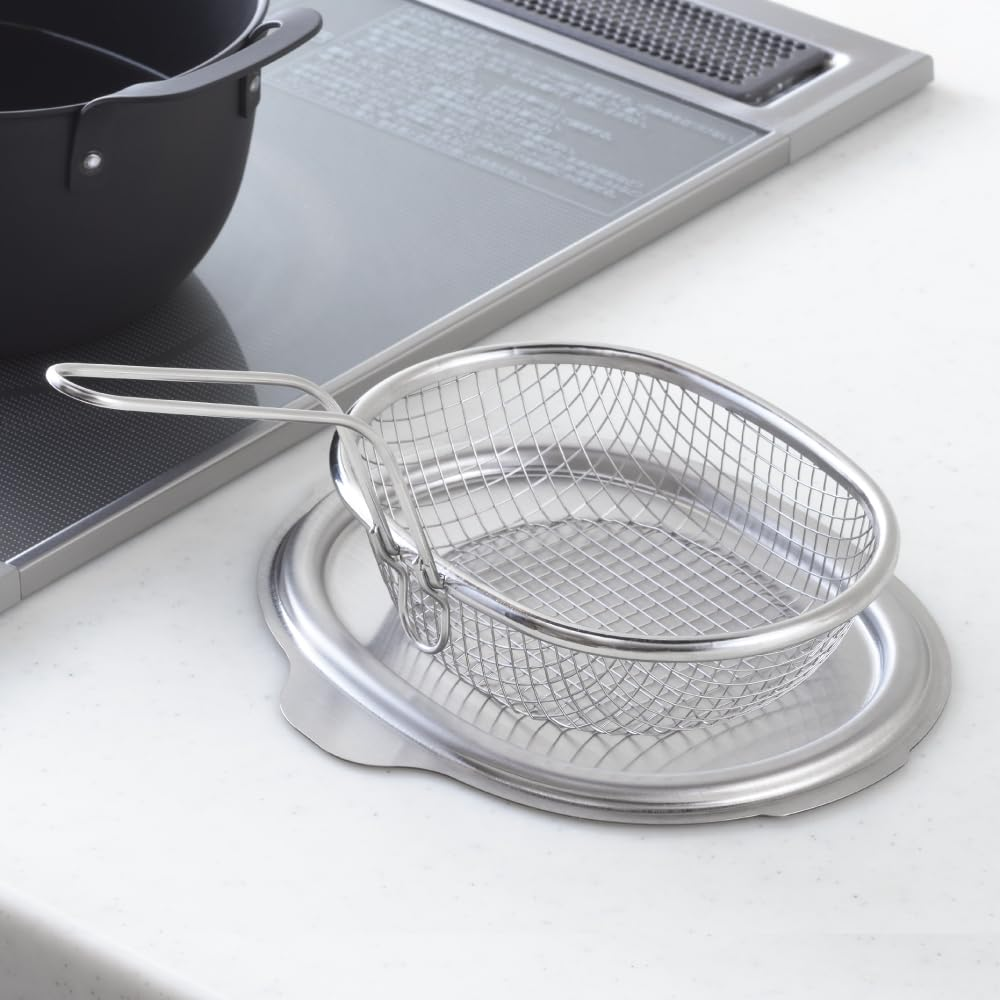Yoshikawa Aikata 2609378 PD3028 Stainless Steel Fried Colander, Easy to Scoop, Oval Shape, Easy to Clean, Durable Mesh, Made in Japan, Dishwasher Safe, Aikata image number 3