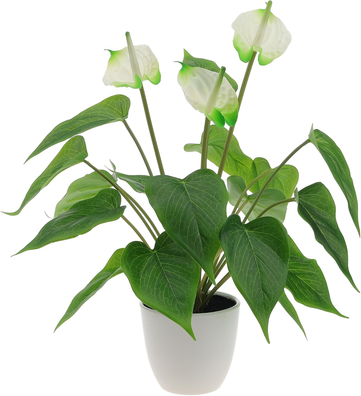 Quancru 42Cm Pink Artificial Anthurium Lily Flower Fake Andraeanum Plant Decor Real Touch Simulation Bonsai DIY Wedding Party Show Ceremony