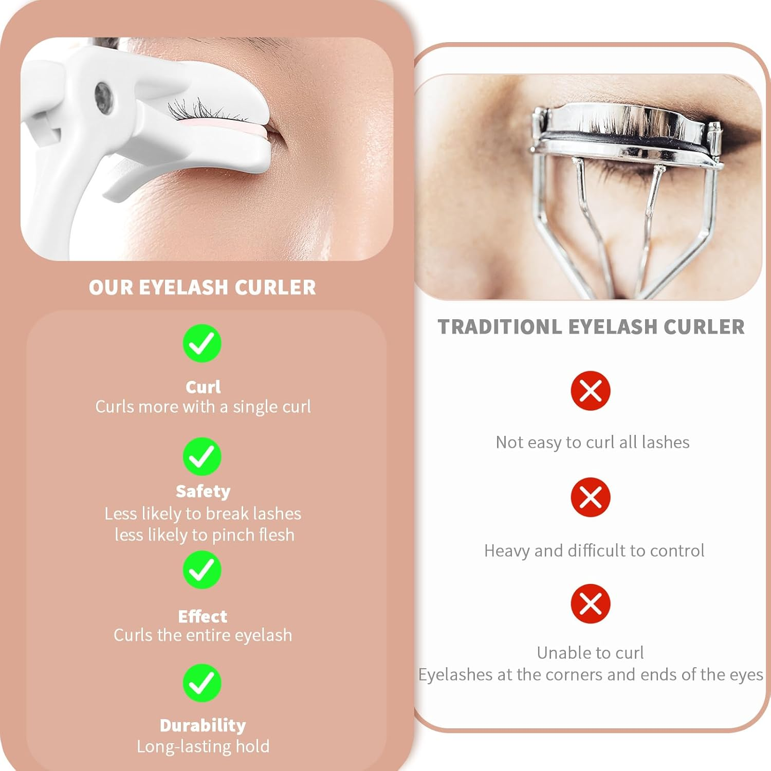 2 Style Eyelash Curler - Lash Curler with 2 Extra Silicone Replacement Pads, Achieve Perfect Curls in 5 Seconds - Quick Natural Curling for Long Lasting (Grey) - Pink image number 6