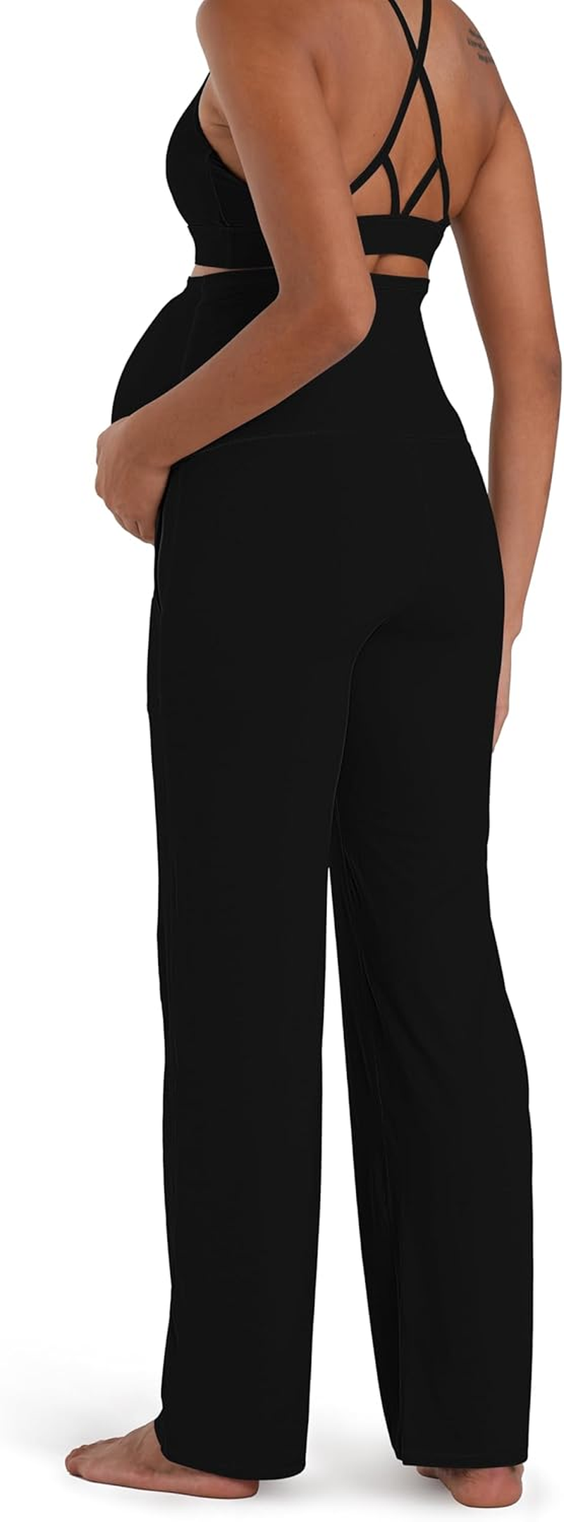 Sunvalix Maternity Wide Leg Pants with Pockets, Cozy over Belly Yoga Pants for Workouts, Lounge & Everyday Wear