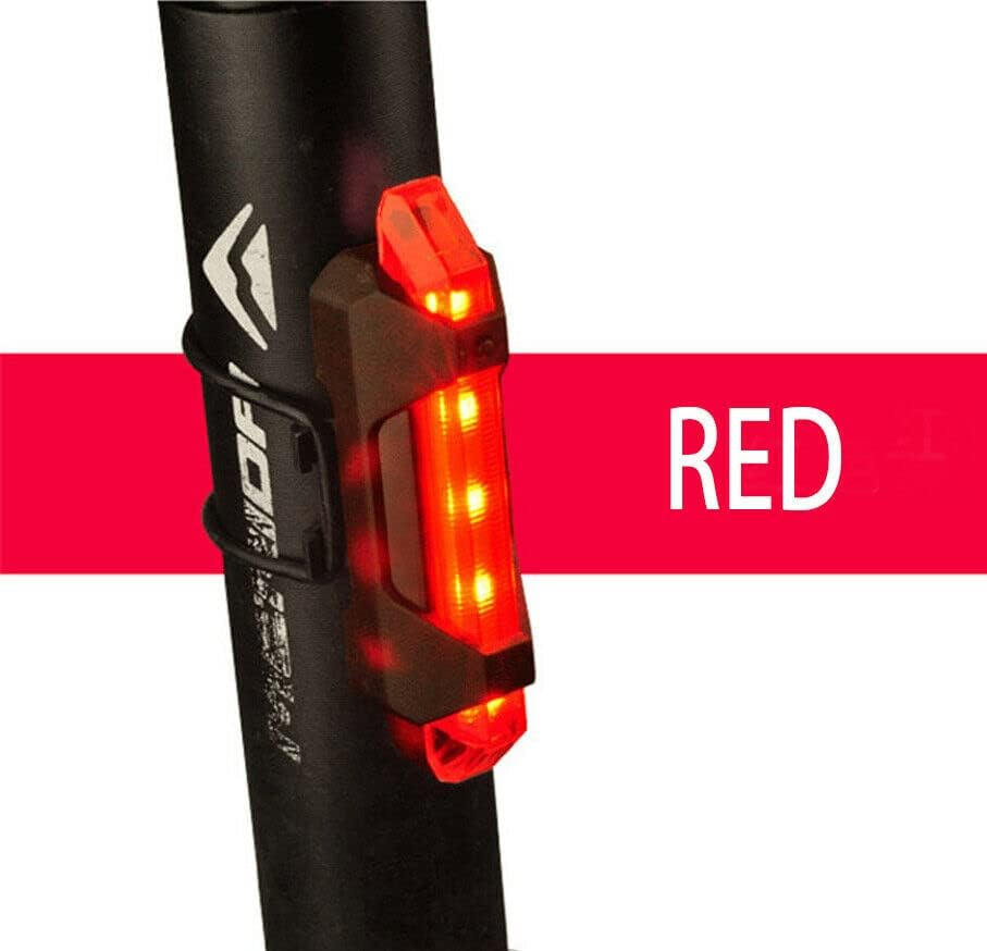 USB Rechargeable 5 Tail LED Bicycle Tail Light Warning Red image number 2