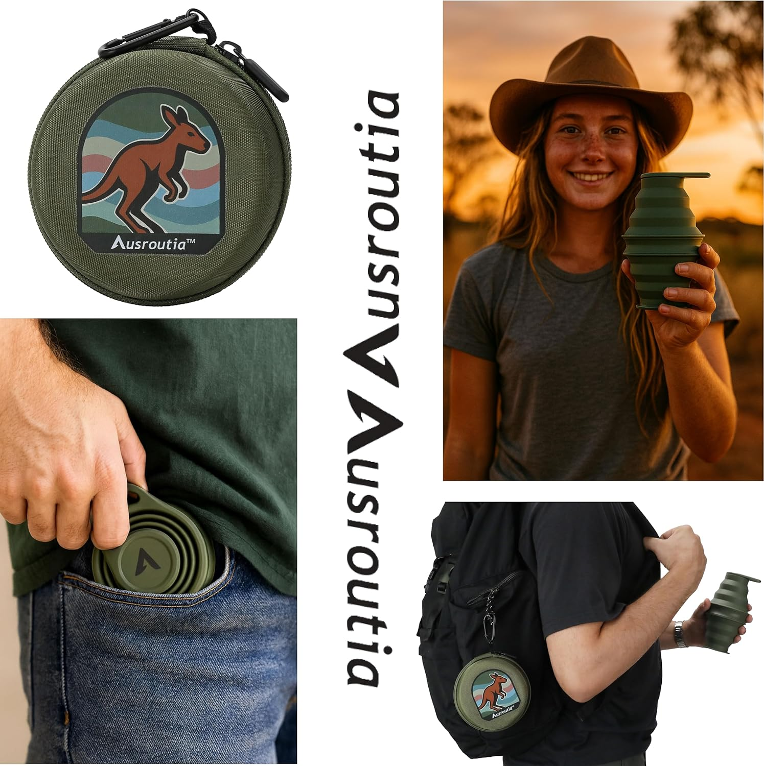 AUSROUTIA Collapsible Travel Water Bottle 500Ml &ndash; Reusable & Leakproof Drinking Bottle with Screw-Top Lid, Protective Case & Carabiner | BPA Free Silicone, Portable for Sports, Hiking & Camping image number 3