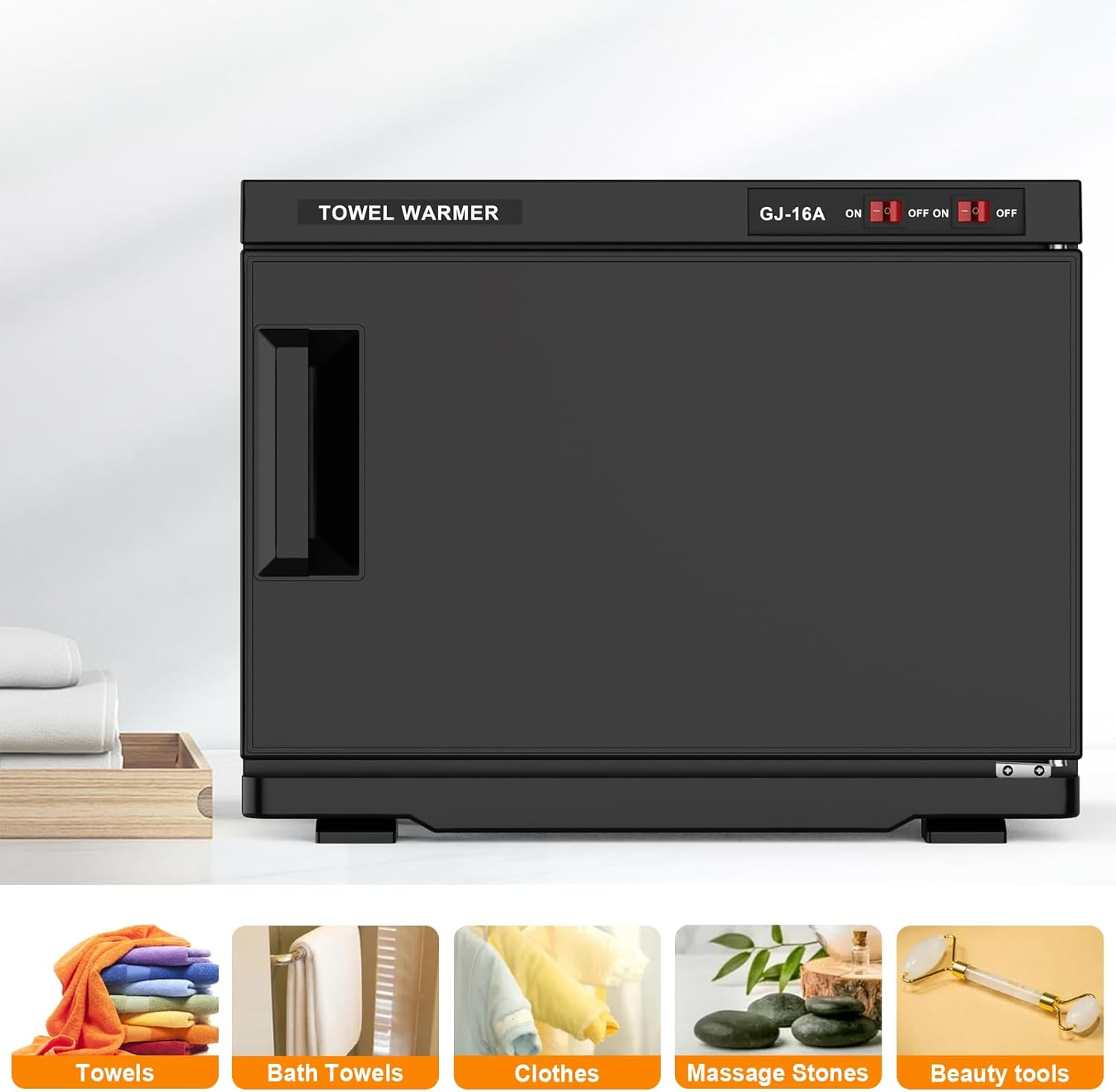 ADVWIN Hot Towel Warmer, 16L Bath Towel Warmer Cabinet with Stainless Steel Racks, Black