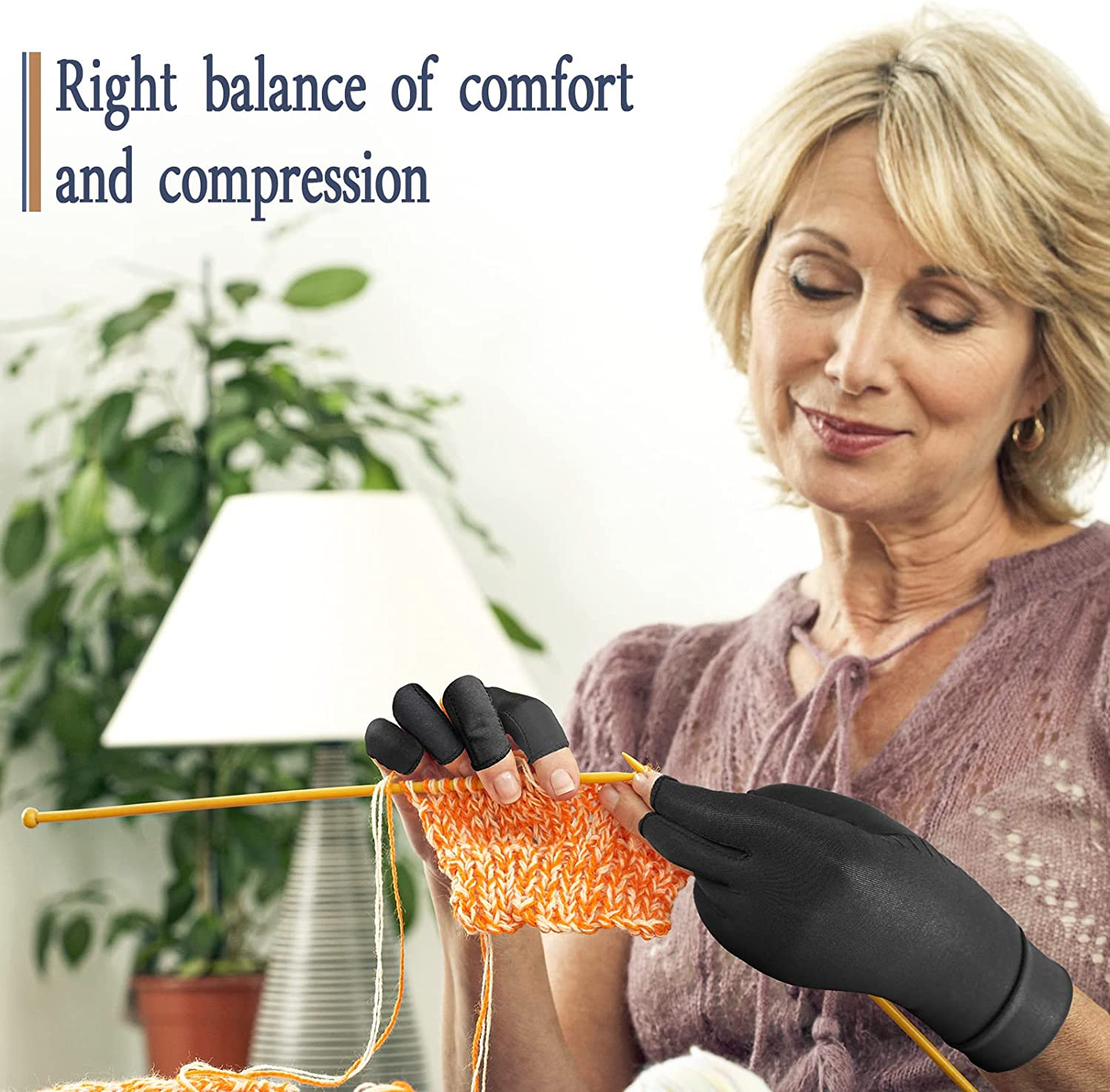 Copper Arthritis Compression Gloves Women Men Relieve Hand Pain Swelling and Carpal Tunnel Fingerless for Typing, Support for Joints image number 5