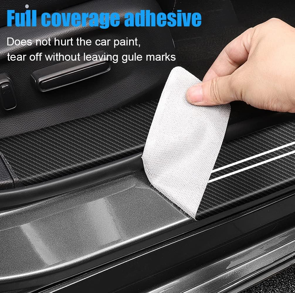 Car Door Sill Protector for Ram 1500 - 4 PCS Anti-Scratch Anti-Collision Carbon Fiber Leather Front/Rear Sticker - Decorative Interior Accessories image number 6