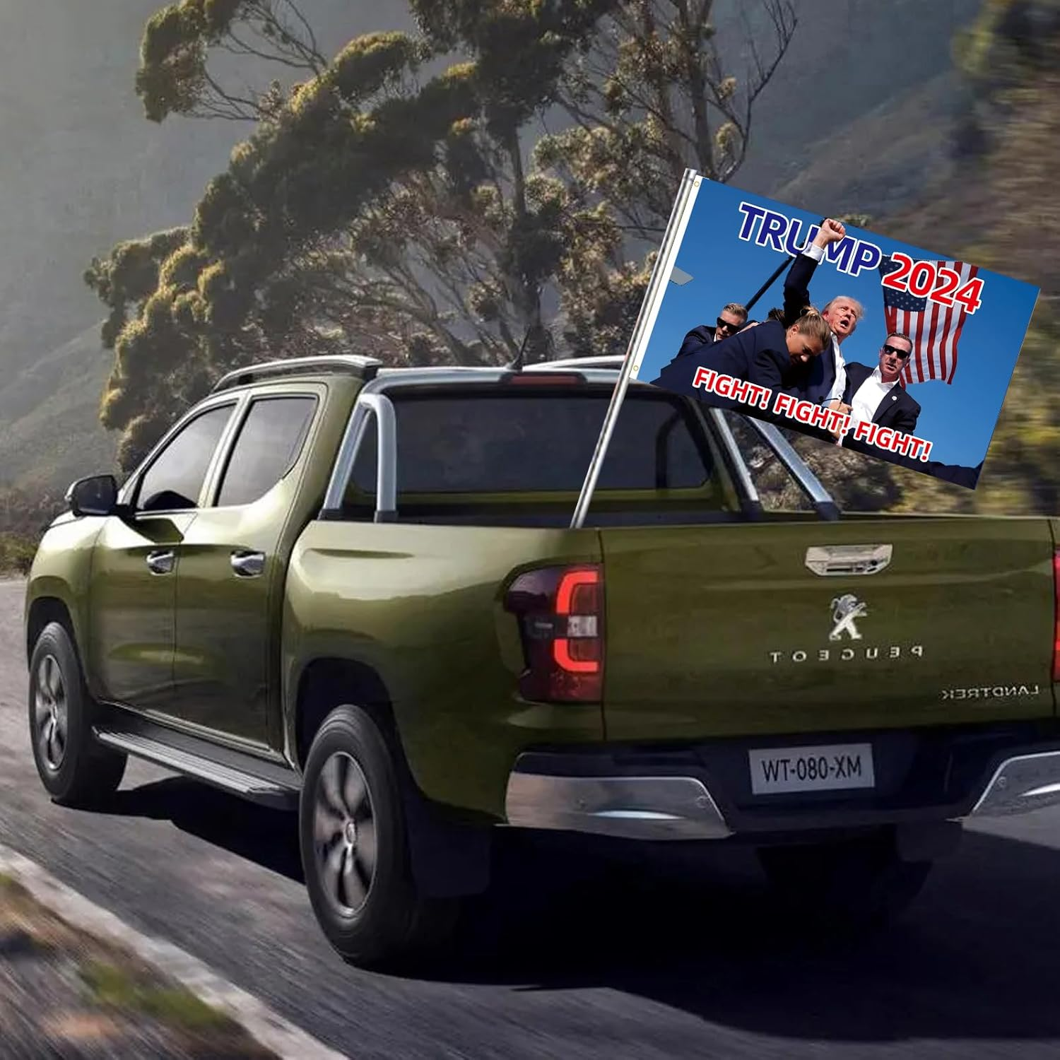 WENWELL Trump 2024 Fight Flag - Donald Shooting You Missed Tapestry 3X5 Ft, Assassination Attempt Banner, Fist Pump for Bedroom Outdoor Indoor Decorative image number 6