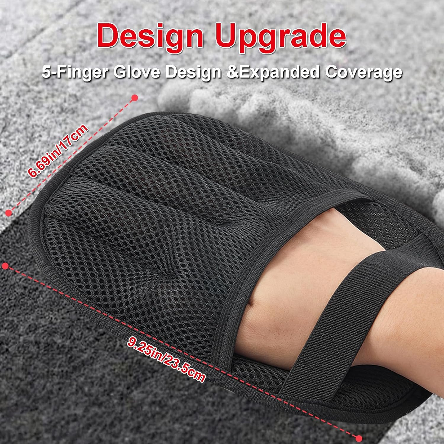 Pet Hair Remover Gloves, 2 Pack Upgraded Five-Finger Electrostatic Reusable Cats & Dogs Pet Grooming Hair Removal Glove for Laundry, Couch, Carpet, Car Seat, Furniture, Carpet, Curtain image number 4