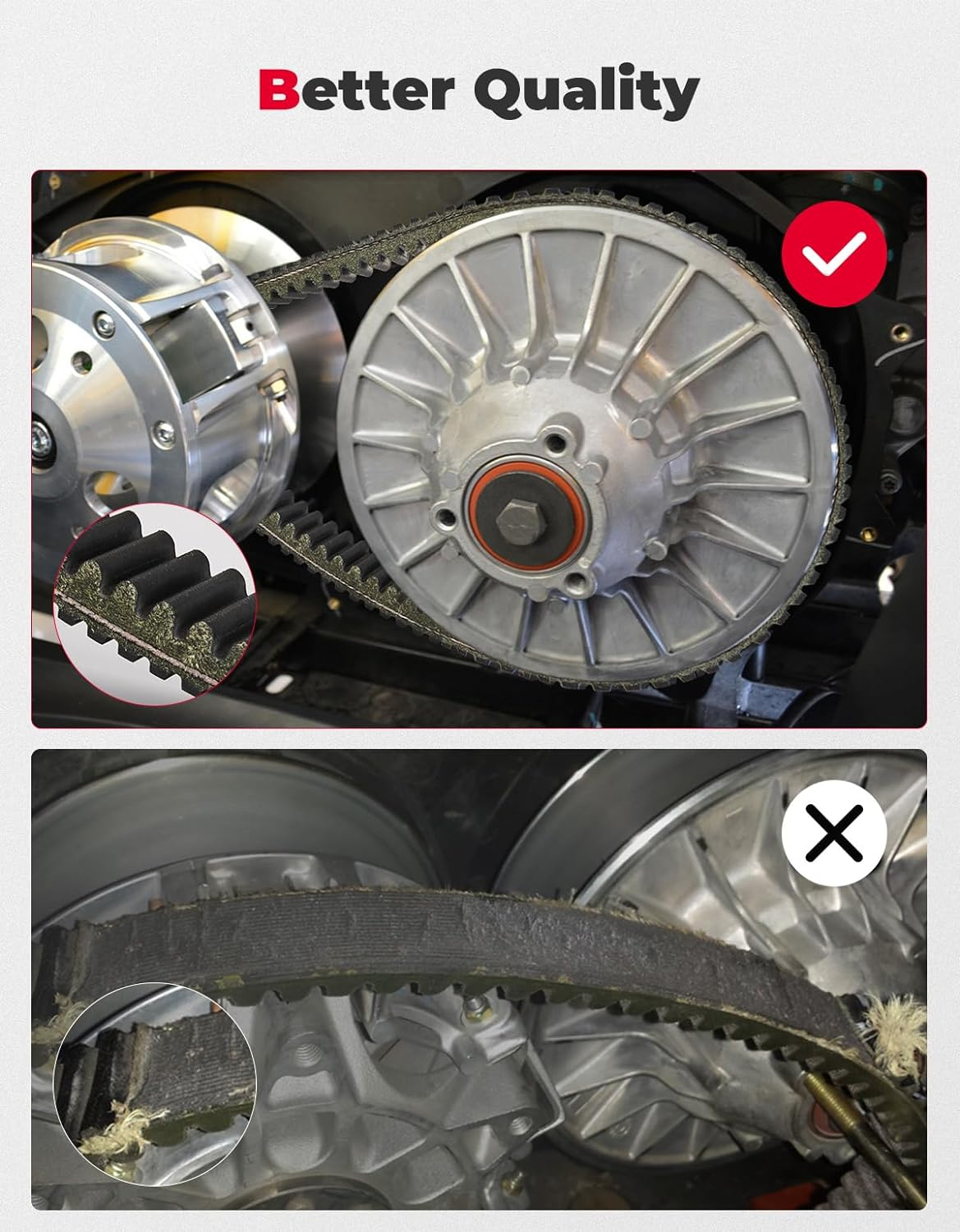 KEMIMOTO UTV Drive Belt, Compatible with Can-Am 2016-2020 Defender (Max) HD8 HD10 Maverick Sport (Max) 1000 1000R Trail 800 1000 800R 1000R 2018 Maverick X3 900 HO, OEM Replace 422280656 422280654 image number 2