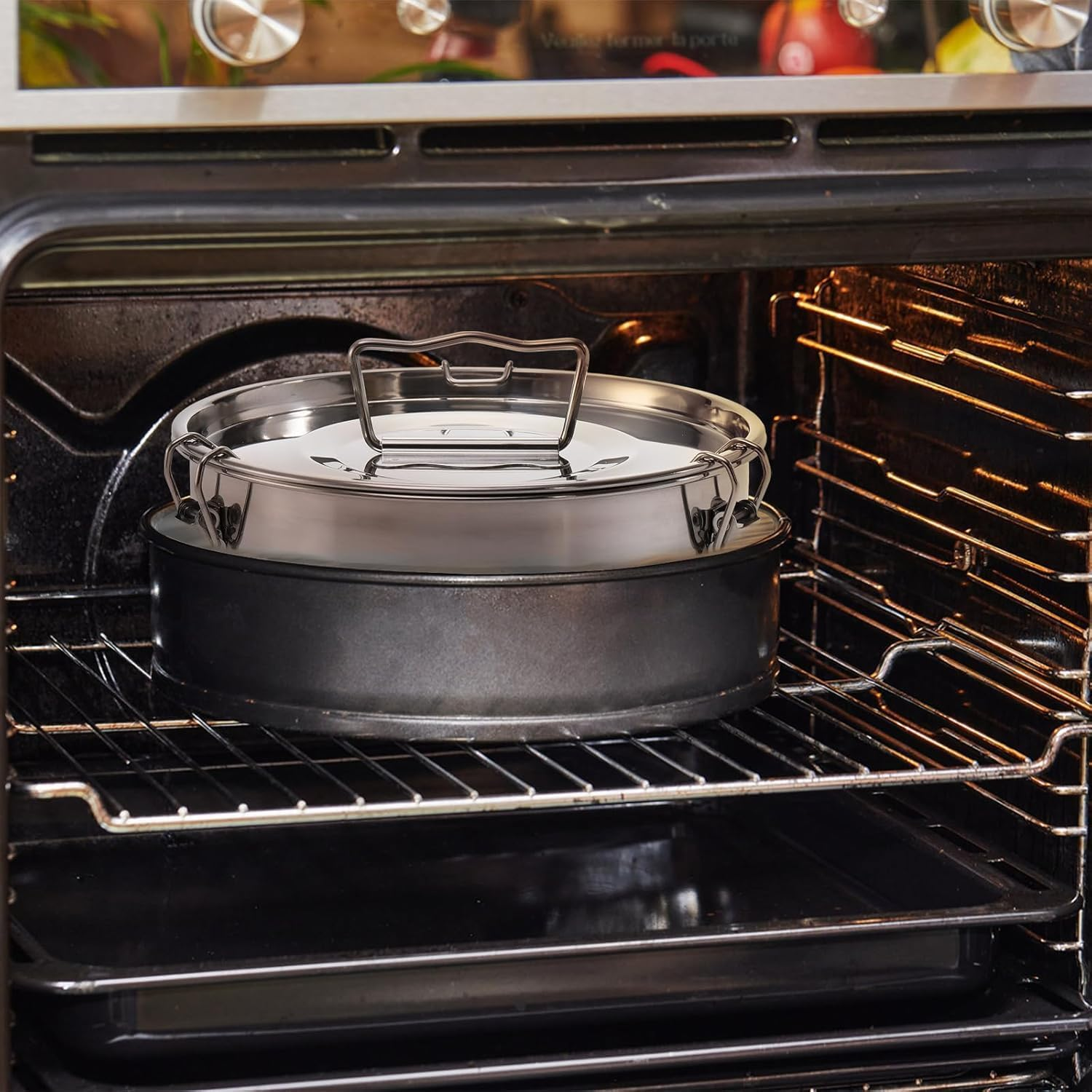 HOLADAWN 304 Stainless Steel Flan Pan with Lid, 1.5L Molde Para Flan & Baking Dish for Cheesecake, Cr&egrave;me Caramel & Pudding (Steam Rack, Spatula) image number 6