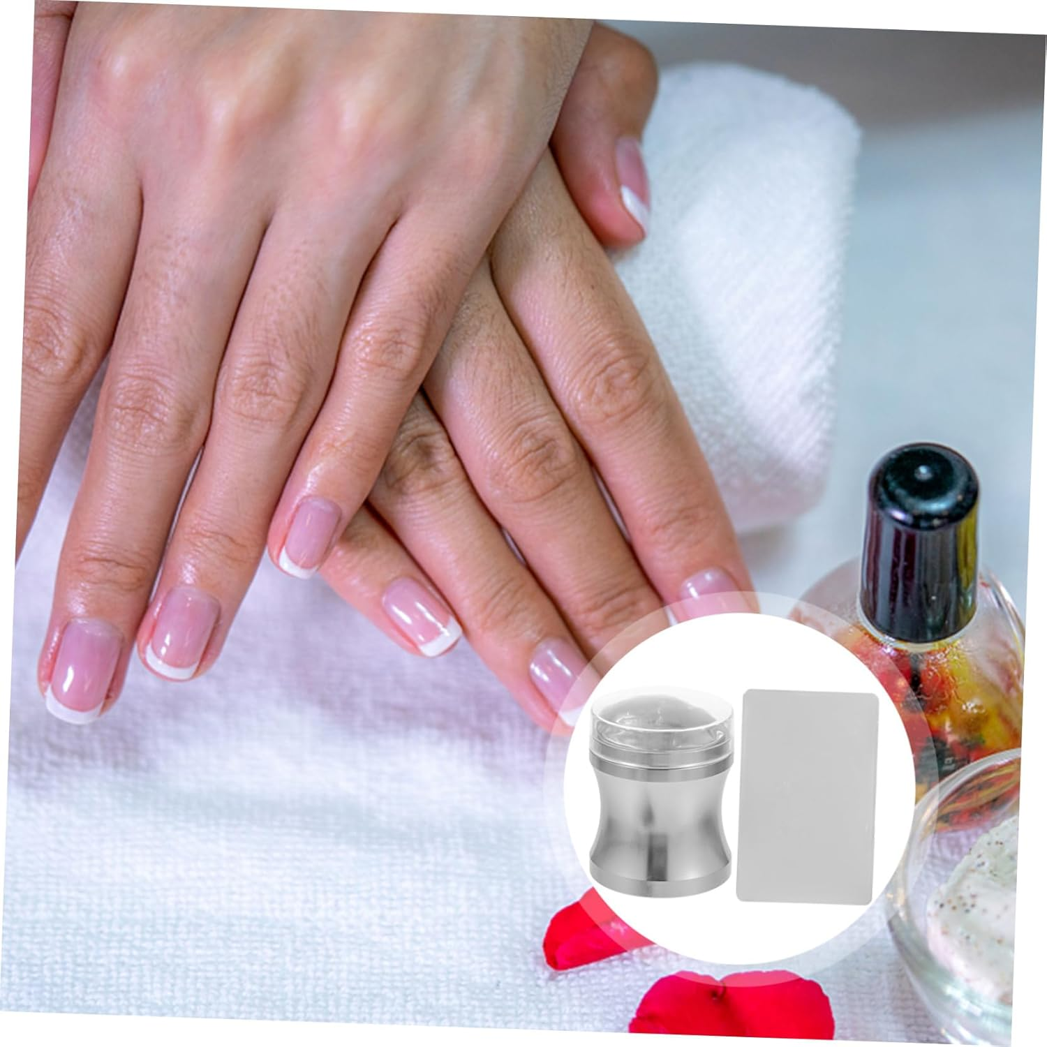 GANAZONO Silicone Nail Stamper Set 2Pcs Large Head Nail Art Stamping Tools for Manicure Scraper Suitable for Home Use image number 2