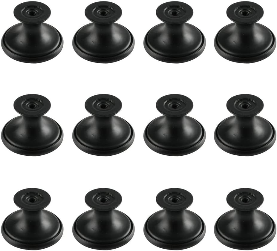 6X Cabinet Knob Bedroom Cupboard Handles Drawer Antique Single round Pull (Black)