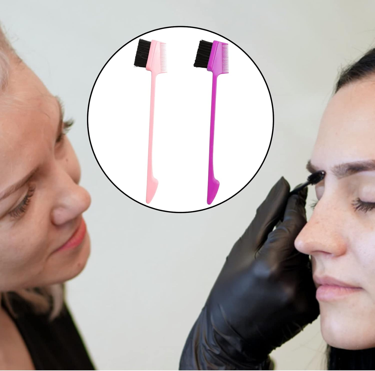 2Pcs Hair Edge Brush,Hair Edge Control Brush,2 Colors Double Sided Control Hair Brushes,2 in 1 Hair Edge Control Brush,Dual Ended Hair Comb Brush for Eyelash Combs Hairstyling Eyebrow Brushes image number 6