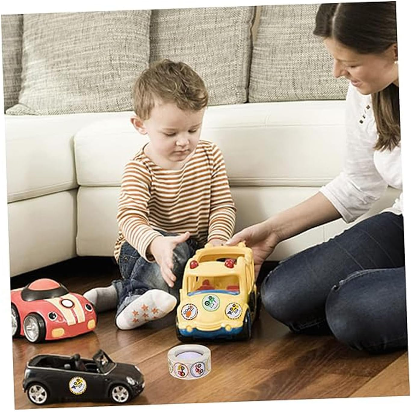 1Pcs Construction Truck Stickers for Kids Boys, round Vehicle Reward Decals with Bright Cartoon Design, Lightweight Safe Motivational Stickers for Home School Classroom Office Use image number 6