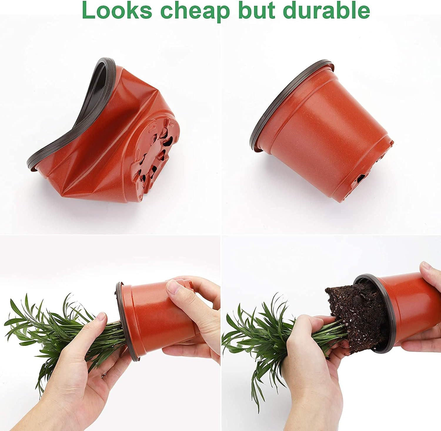 MIXC Plant Nursery Pots with Humidity Dome 4" Soft Transparent Plastic Gardening Pot Planting Containers Cups Planter Small Starter Seed Starting Trays for Seedling with 10Pcs Plant Labels，30 Sets image number 3