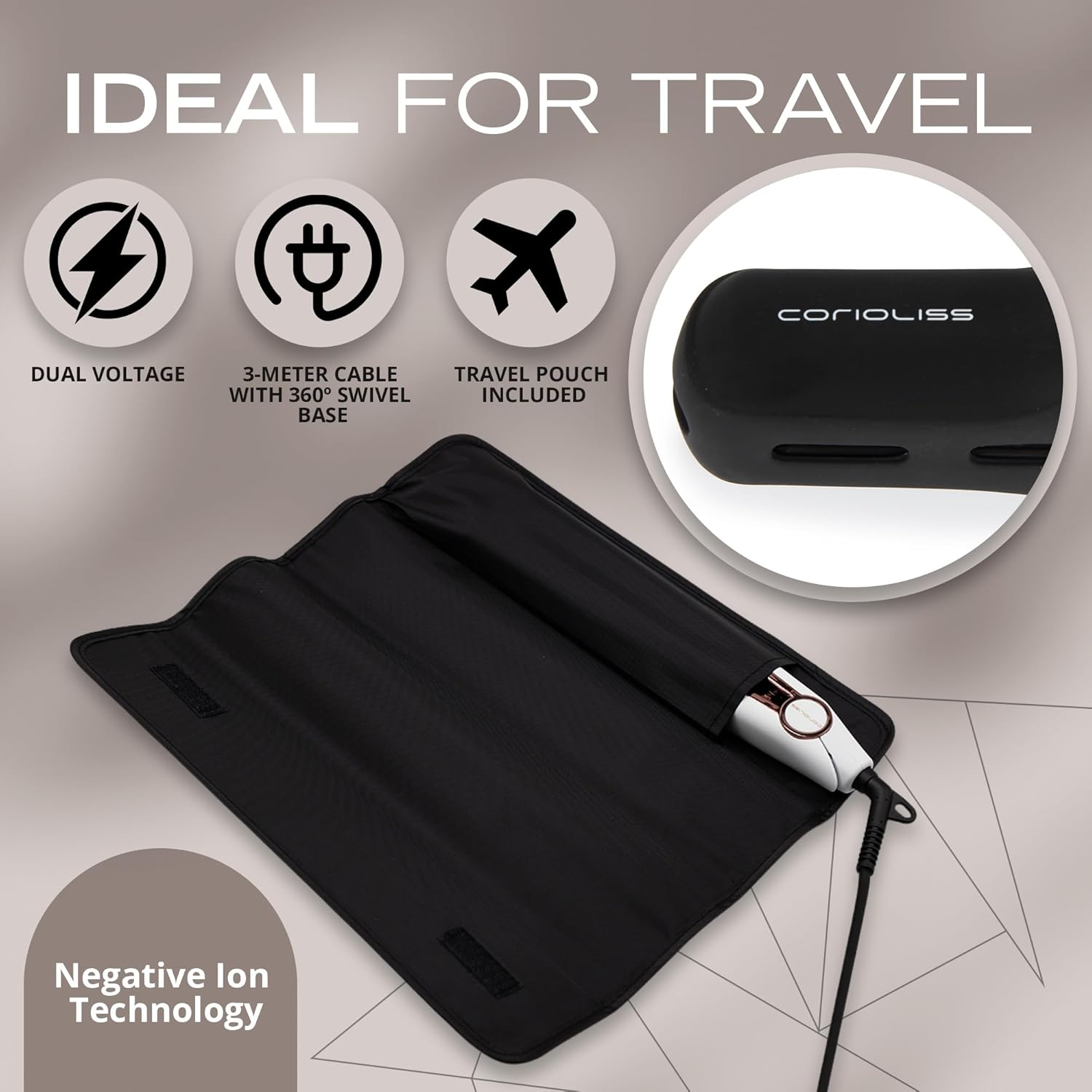 Corioliss C1 Digital Hair Straightener for Women Professional Titanium Plates Flat Iron (White Copper) - Leopard Gold image number 4