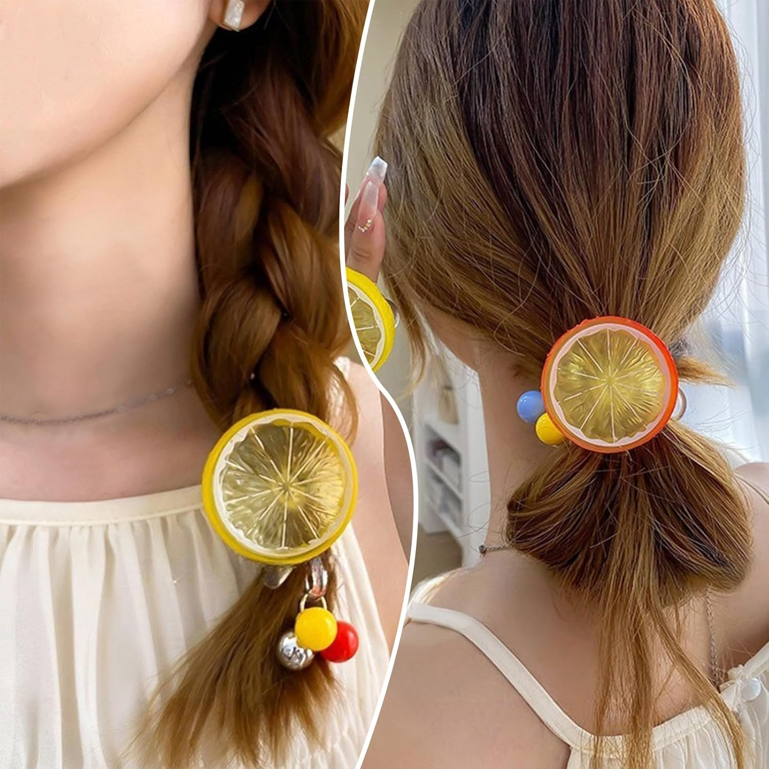 Hair Clips for Girls, Pack of 2 Orange Hair Clips, Hairpins, Hair Accessories for Girls with Fruit Motifs, Accessories for Carnival Party