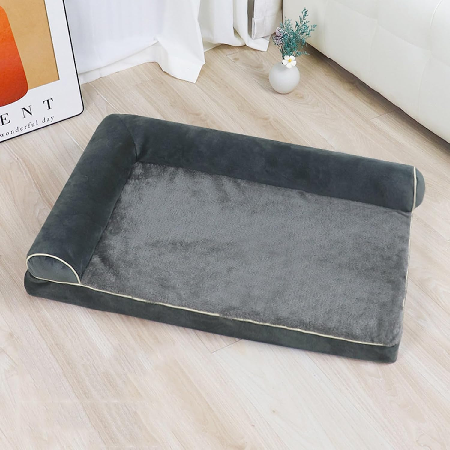 Orthopedic Dog Bed Large, Memory Foam Washable Dog Sofa Bed for Medium & Large Dogs, Warm Pet Bed with Removable & Washable Cover, Firm Support Dog Couch Bed for Anxiety Pets (Dark Gray, XL) image number 4
