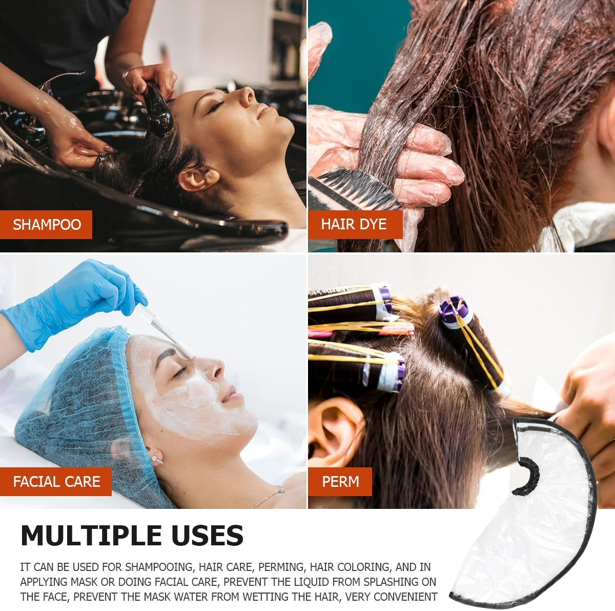 FERCAISH Hair Funnel for Upright Shampooing, Foldable Funnel Rinse Shampoo Washing Tool for Home Salon Hair Shampoo Washing Rinse Cape Accessory(Black) image number 4