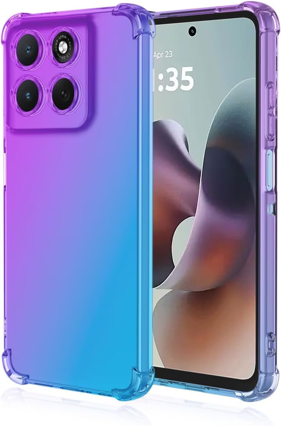 EASSGU TPU Silicone Mobile Phone Case for Motorola Moto G86 Power 5G (6.67 Inches), Transparent Gradient Case, anti Drop and Anti-Scratch Protective Case - Blue Purple