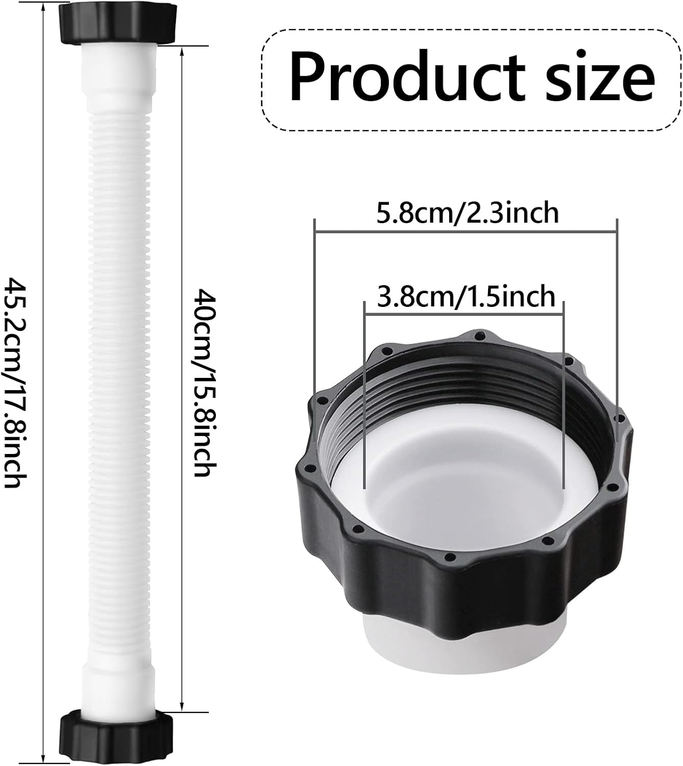 16" Pool Pump Replacement Hose,1.5" Diameter Pool Sand Filter Pump Hose Compatible with Intex Pool Sand Filter Pumps & Saltwater Systems,Pool Pump Replacement Hose for above Ground Pools