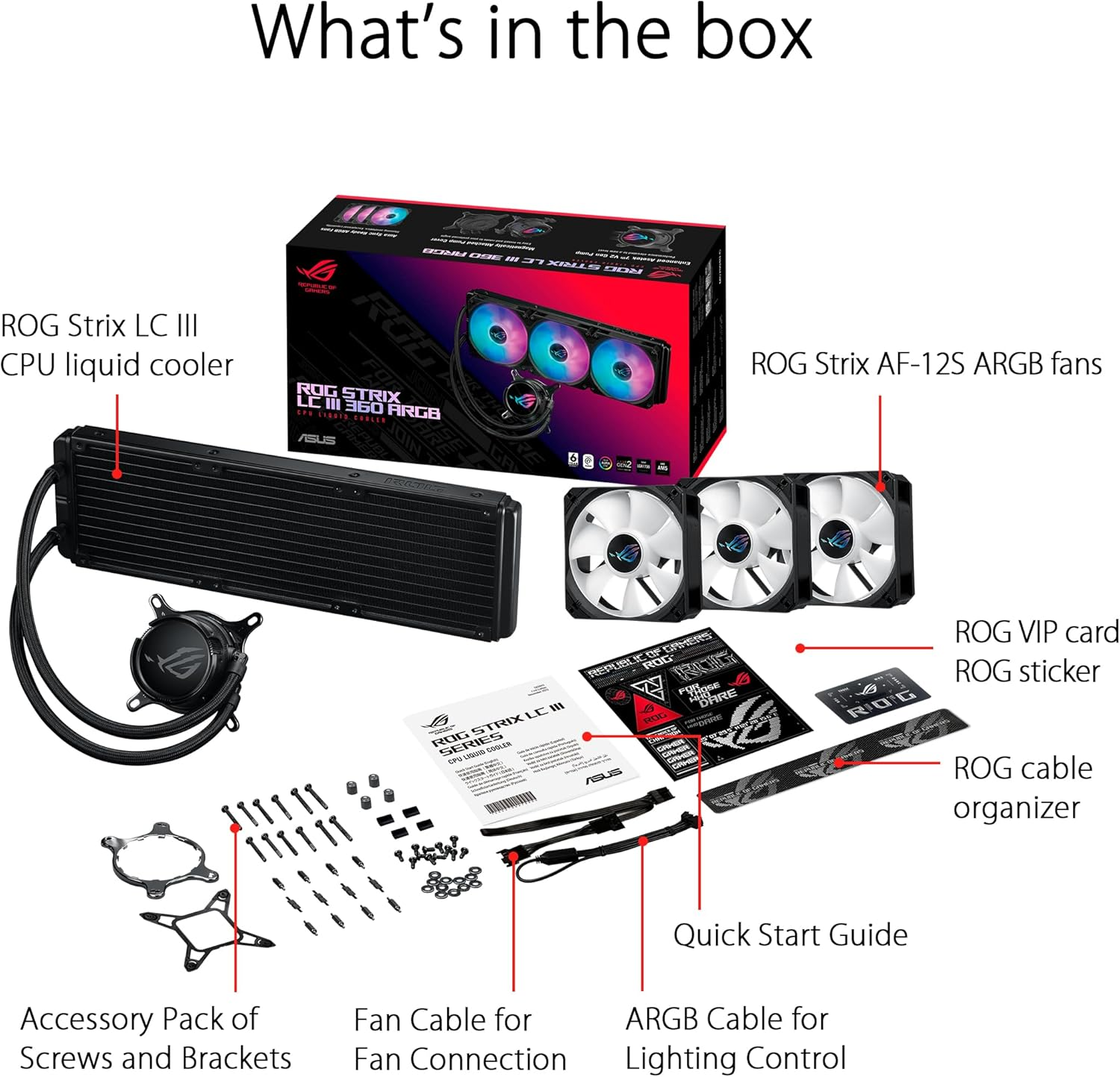 ASUS ROG Strix LC III 360 ARGB All-In-One CPU Liquid Cooler with 360&deg; Rotatable Water Block, Asetek&rsquo;S New Gen7 V2 Pump, Premium ROG ARGB Fans, and 10+ Custom Aura Lighting Effects image number 4