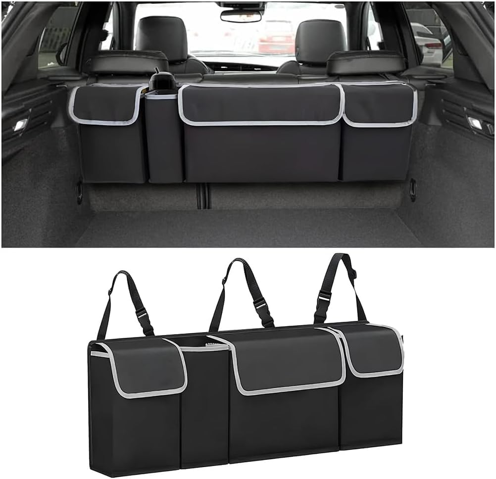Car Trunk Organizer, Backseat Hanging Large Storage with Adjustable Straps, Waterproof Collapsible Cargo Bag with 4 Pockets, Sturdy Space Saver Frees Trunk Floor for SUV, Truck, MPV 1Pack image number 5