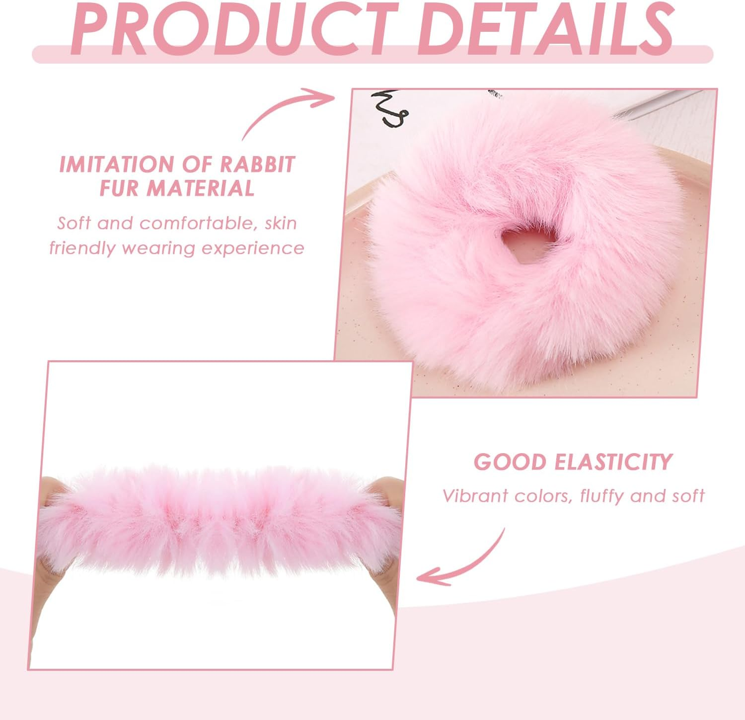 Pack of 4 Plush Hair Ties, Imitation Rabbit Hair Rope, Clothing Hair Scrunchie Accessories, High Ponytail Hair Rope Decoration, Soft and Fluffy Hair Accessories for Girls image number 5