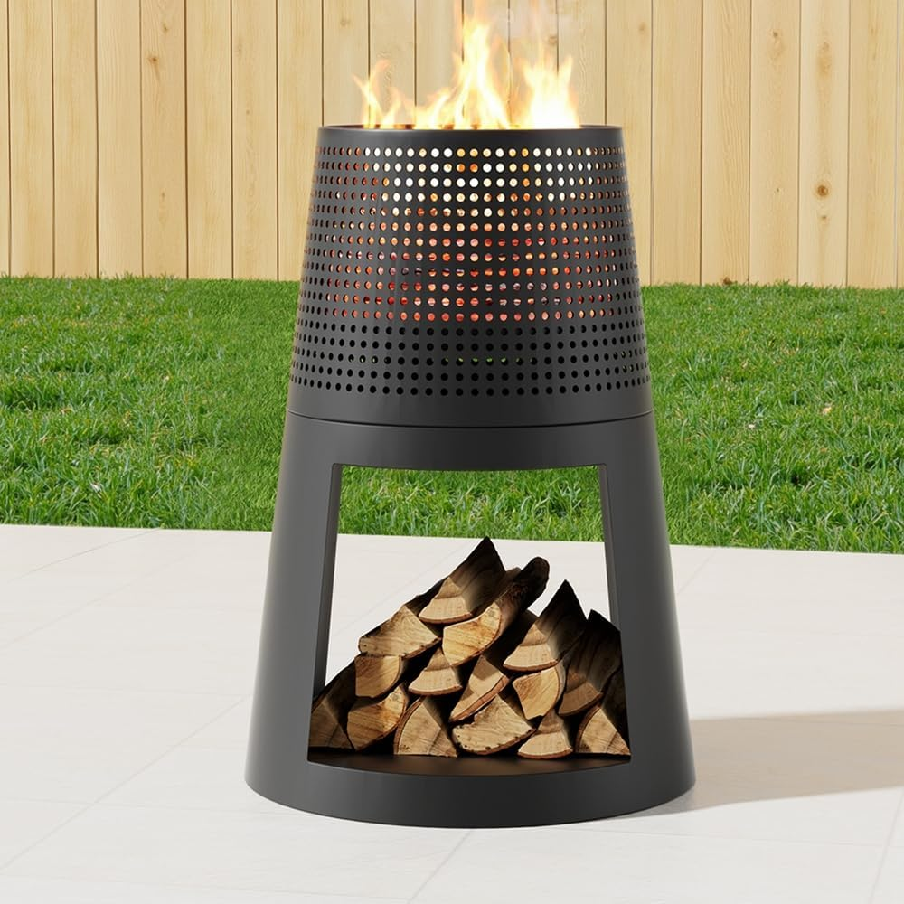 Grillz Fire Pit Deep Bowl with Wood Storage Removable Pit Charcoal Fireplace Wood Burner for Outdoor Patio Campfire image number 2
