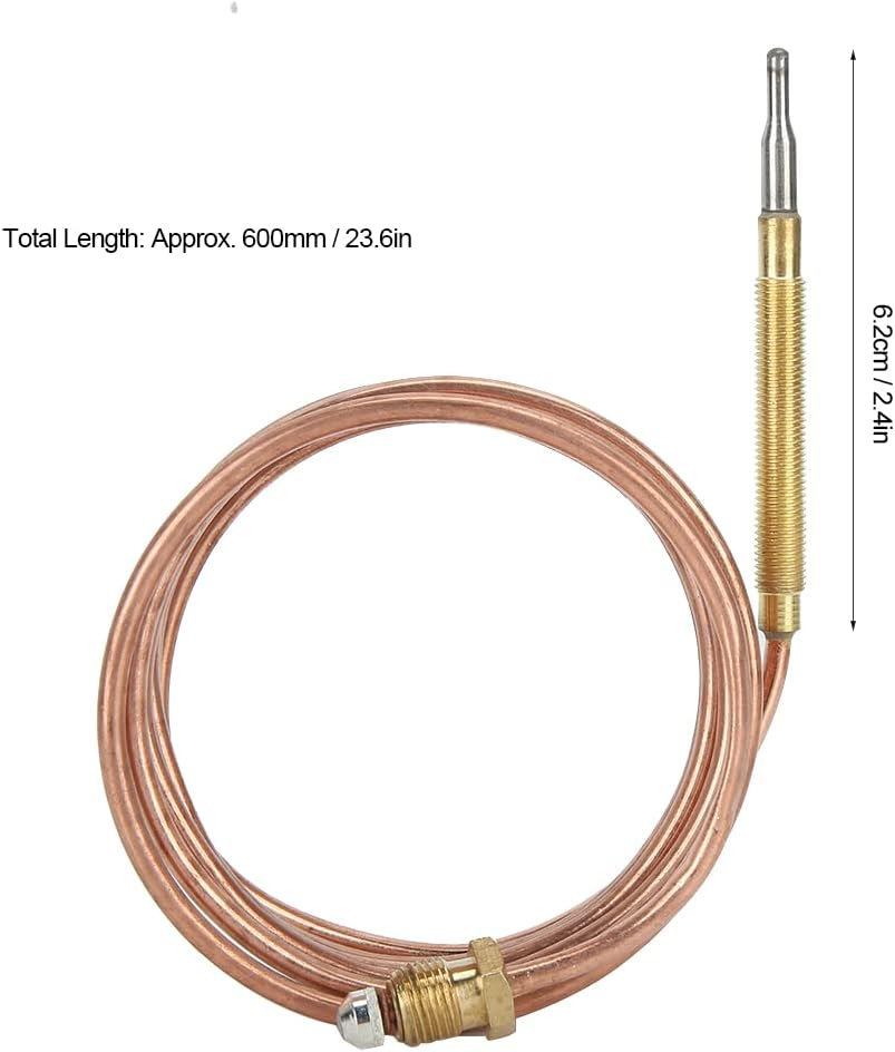 Gas Stove Thermocouple Kit, Temperature Sensing Probe with 5 Nut for Oven Fireplace Induction Cooker Space Heater Water Heater 600Mm Heater Equipment image number 2
