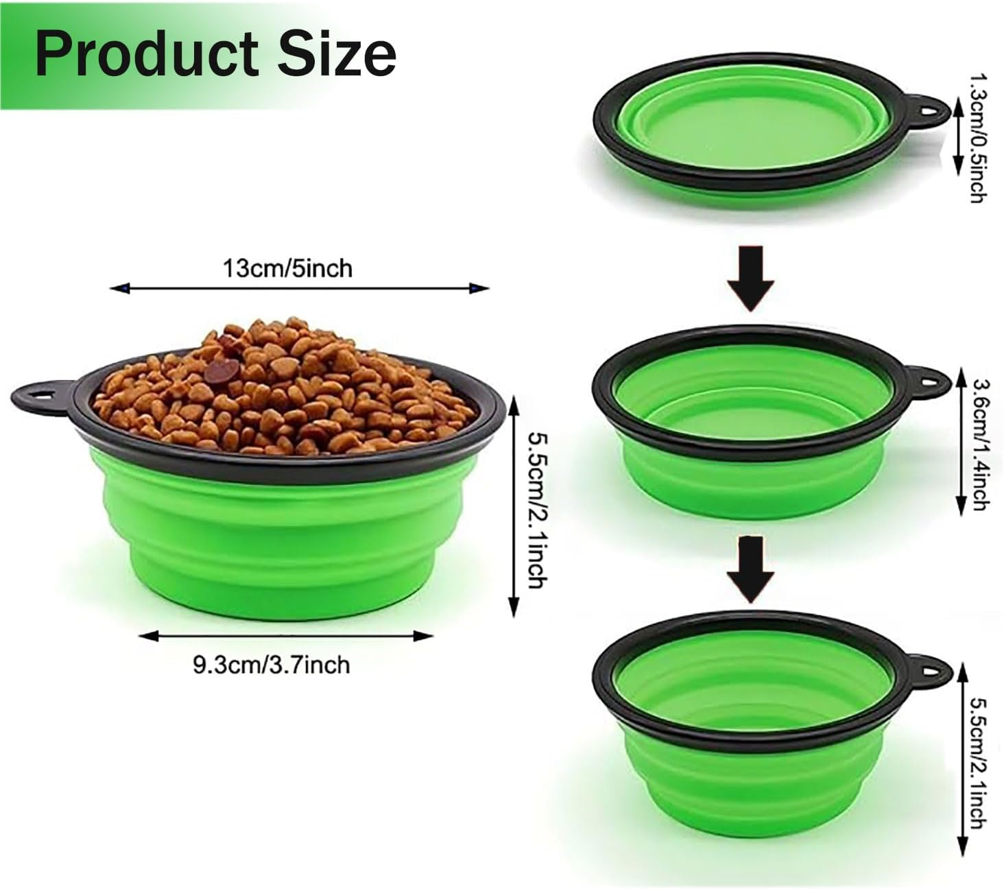 Yqkangzhu 2 Pcs Collapsible Pet Bowl, Silicone Dog Travel Bowls, BPA Free Portable Pet Feeding and Water Bowl, Foldable Cat Food Dishes with Carabiner Clip for Hiking, Walking, Outdoor Activities image number 1