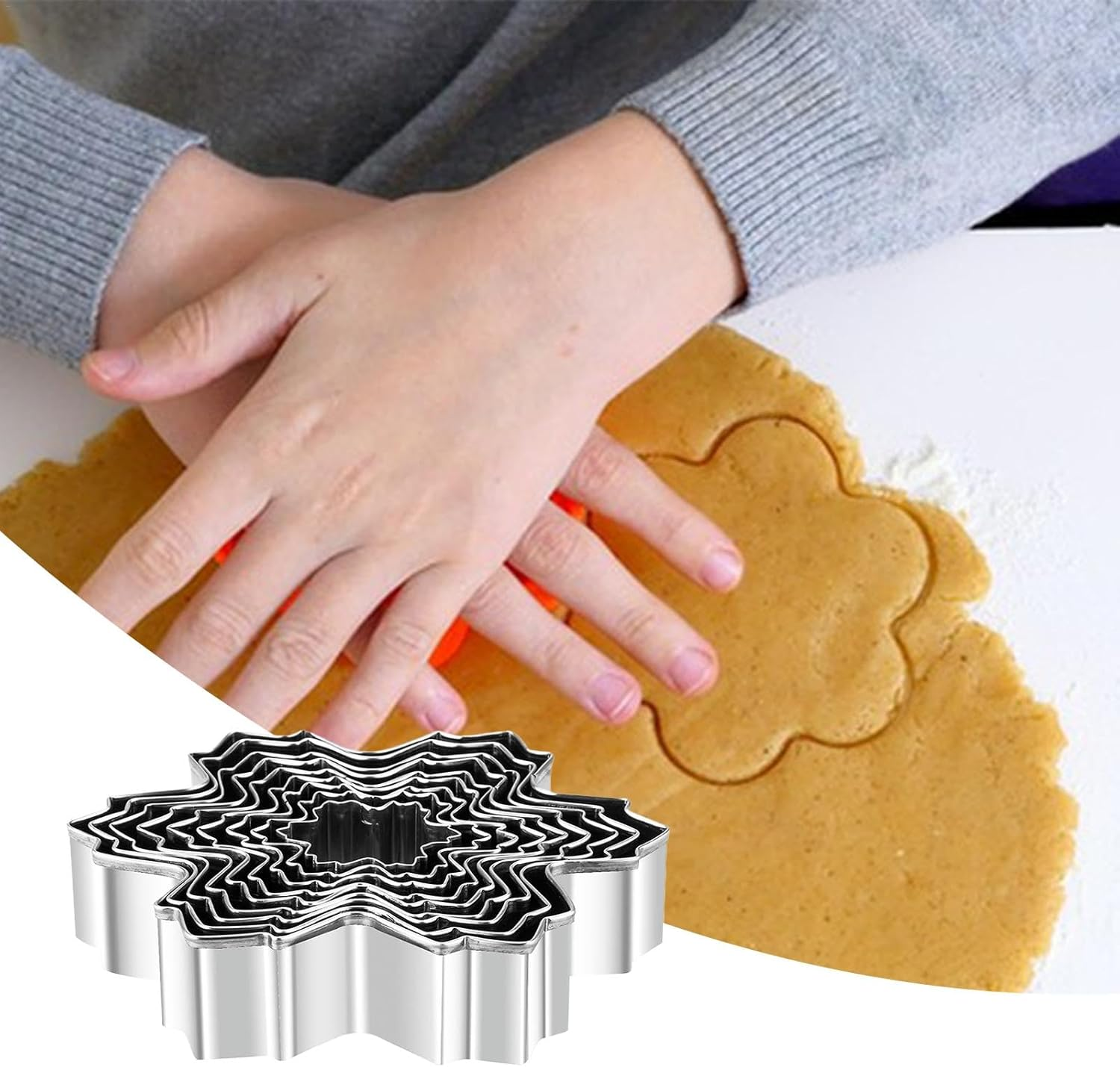 Metal Cookie Cutters Christmas - Cookie Cutter Baking Mold,9X Holiday Cookie Cutters Baking Tools, Snowflake Cookie Shaper, Stainless Steel Cutters for Homemade Baking image number 3