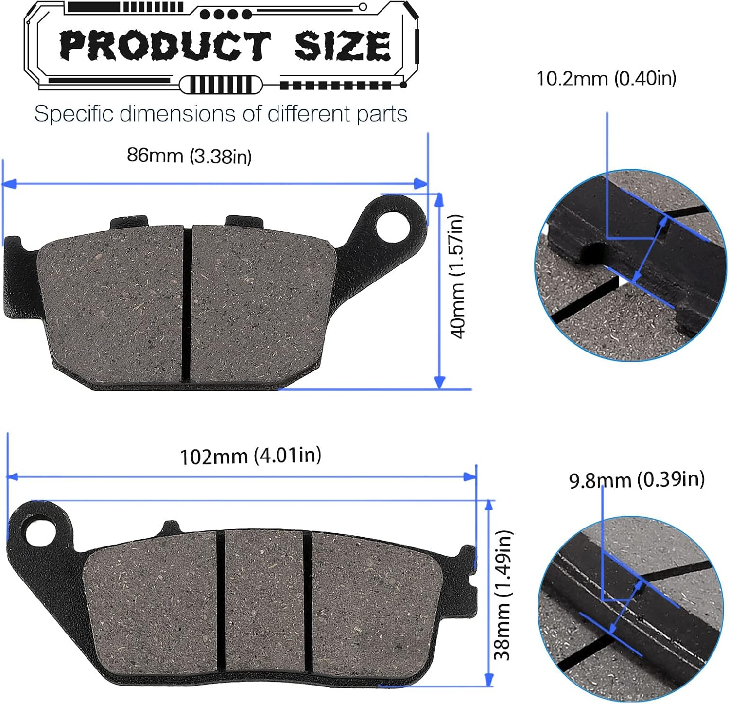 LOCOPOW Front & Rear Brake Pads for Honda CB500F CB300F CB500X CBR250R CBR300R CBR500R CMX300 CMX500 Rebal 300 500 CTX700 NC700 NC750 2011-2023 image number 5