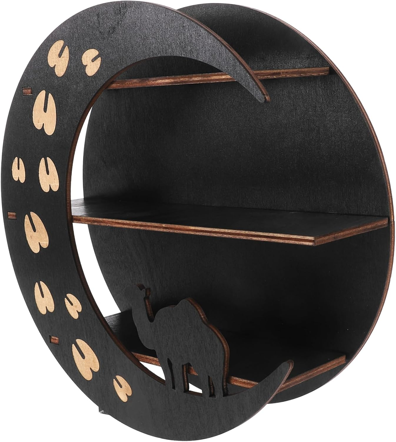 STOBAZA Wooden Crescent Wall Crystal Stand Display Stand Decoration Crescent Floating Shelves Shelf Decorations Display Stand Moon Floating Shelf Boho Decorations Black image number 5