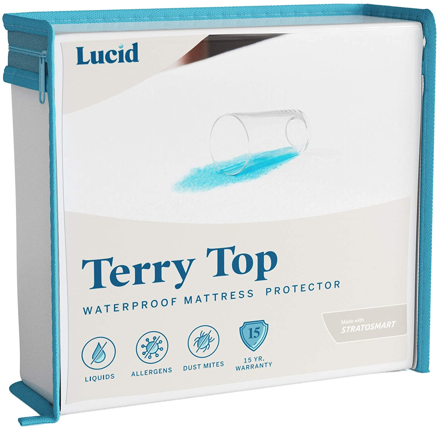 Lucid Premium Hypoallergenic 100% Waterproof Mattress Protector - Universal Fit, Cotton Terry Top,White Twin - California King Mattress Protector