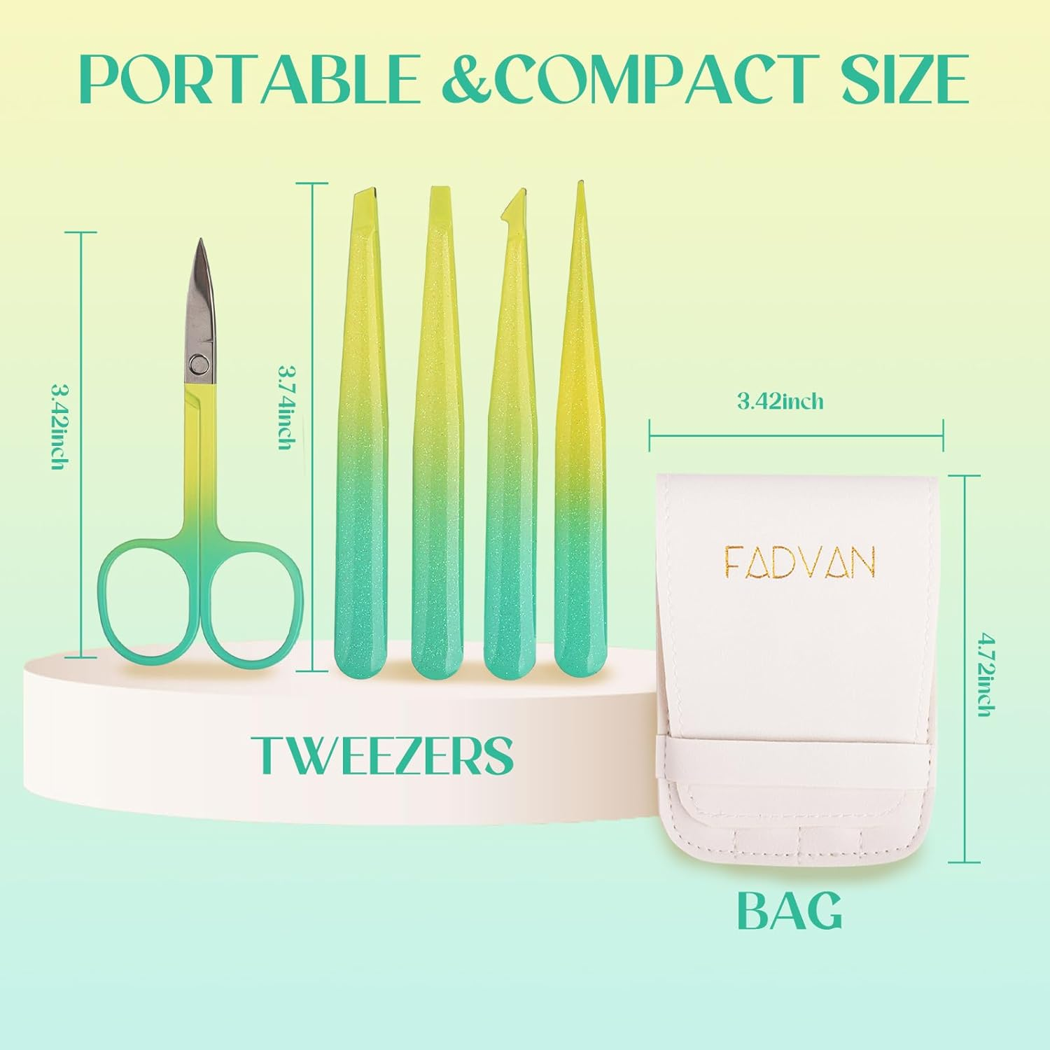 Eyebrow Tweezers Set, 5Pcs Tweezers for Women Facial Hair, Eyebrow Scissors for Ingrown Hair Removal, Professional Stainless Steel Precision Tweezers, Eyebrow Tweezers for Women &Men (Lemon) - Lemon image number 5