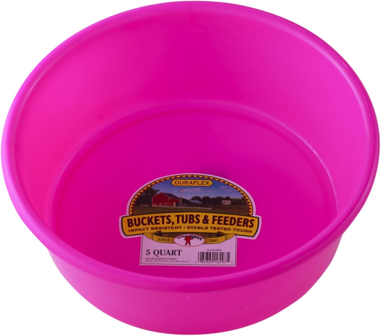 Little Giant&reg; Plastic Utility Pan | Feed Pan | Durable & Versatile Livestock Feeding Bucket | Made in USA | 5 Quart | Berry Blue