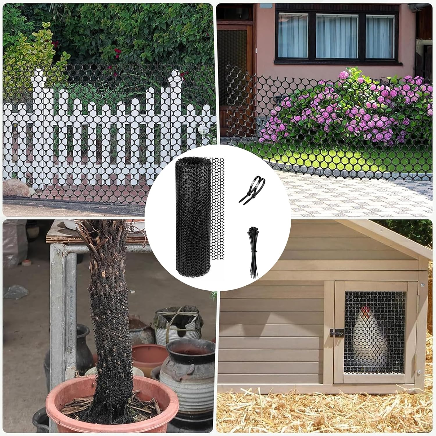 YQQZQ 40 X 300CM Plastic Wire Mesh Fence Roll - Ideal for Poultry, Dogs, Rabbit, Snake Barrier & Gardening - Durable Plastic Chicken Wire Mesh (Black) image number 4